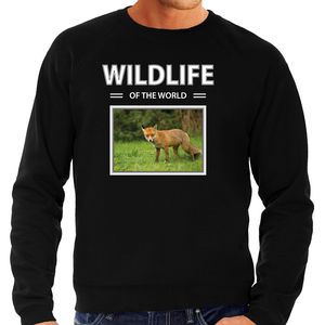 Vos foto sweater zwart voor heren - wildlife of the world cadeau trui Vossen liefhebber 2XL  -