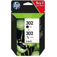 HP 302 pack van 2 zwarte inktcartridges / drie authentieke kleuren voor HP DeskJet 2130/3630 en HP OfficeJet 3830 (X4D37AE)