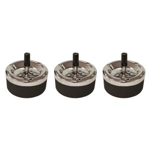 3x stuks ronde draaiasbak/drukasbak zwart/chroom 13 cm