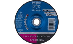 PFERD 62217837 E 180-8 ZIRKON SG CAST+STEEL Afbraamschijf gebogen Diameter 180 mm Boordiameter 22.23 mm Grijs/grauw sferoïdisch gietijzer, Staal, Gegoten staal