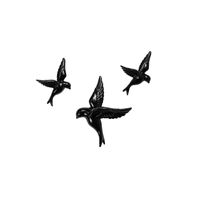 Set van 3x stuks polystone zwaluw vogel beeldjes zwart - thumbnail