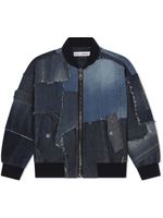 Dolce & Gabbana Kids veste bomber en jean patchwork à plaque logo - Bleu