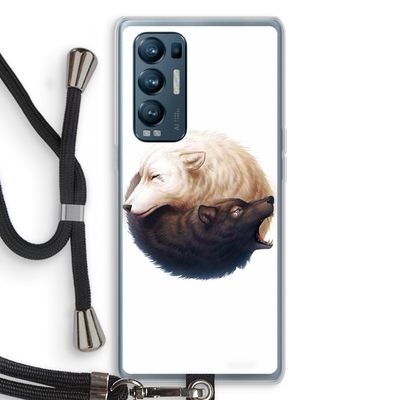 Yin Yang Wolves: Oppo Find X3 Neo Transparant Hoesje met koord