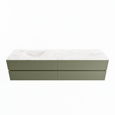 MONDIAZ VICA-DLUX 200cm badmeubel onderkast Army 4 lades. Inbouw wastafel CLOUD links zonder kraangat, kleur Ostra.