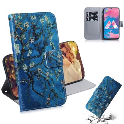 Abrikoos bloem patroon gekleurde tekening horizontale Flip lederen case voor Galaxy M30 met houder & card slots & portemonnee