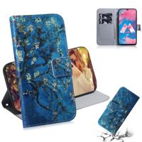 Abrikoos bloem patroon gekleurde tekening horizontale Flip lederen case voor Galaxy M30 met houder & card slots & portemonnee