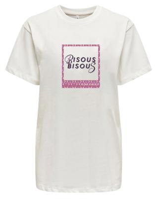 Only Onlfleur Life S/s Tee Cs Jrs T-shirt Korte Mouw Cloud Dancer Bisous
