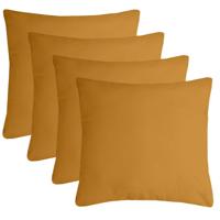 Stof Textile sierkussen Nelson - 4x - okergeel - 60 x 60 cm - bank kussens - polyester