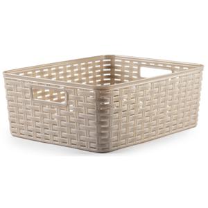 Opbergmand - Kastmand - rotan kunststof - beige - 12 Liter - 30 x 37 x 13 cm