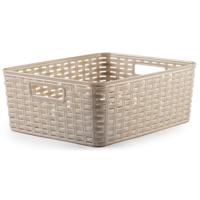 Opbergmand - Kastmand - rotan kunststof - beige - 12 Liter - 30 x 37 x 13 cm - thumbnail