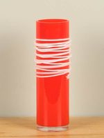 Glazen vaas spiraal rood/wit 29 cm