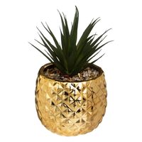 Kunstplant in Goudkleurig Ananas Pot – H21 cm - thumbnail