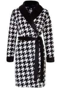 Rebelle damesbadjas pied de poule - zacht fleece-XXL (52-54)