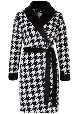 Rebelle damesbadjas pied de poule - zacht fleece-XXL (52-54)