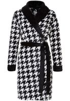 Rebelle damesbadjas pied de poule - zacht fleece-XXL (52-54)