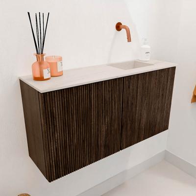 Toiletmeubel Mondiaz Joya Dlux | 80 cm | Meubelkleur Walnut | Faye wastafel Meli Wasbak Rechts | Zonder kraangat(en)