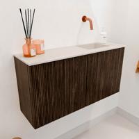 Toiletmeubel Mondiaz Joya Dlux | 80 cm | Meubelkleur Walnut | Faye wastafel Meli Wasbak Rechts | Zonder kraangat(en)