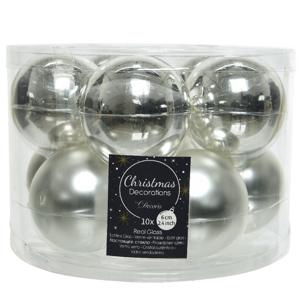 Kerstballen set - 10x stuks - zilver - glas - 6 cm - glans/mat - kerstversiering