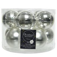 Kerstballen set - 10x stuks - zilver - glas - 6 cm - glans/mat - kerstversiering - thumbnail