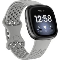 Bandje geschikt voor Fitbit Sense - Maat S - Polsband - Horlogebandje - Siliconen - Grijs - thumbnail