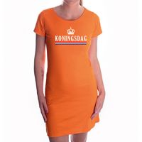 Oranje Koningsdag met vlag en kroontje jurkje voor dames - thumbnail
