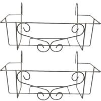Bloempot hanger - 3x stuks - grijs -20 x 42 cm - metaal ? elegante plantenbakhouder voor balkon en t