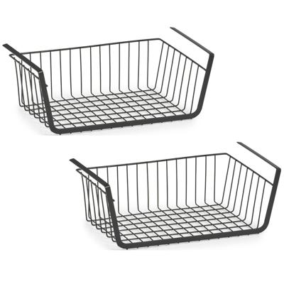 Opberg/opruim hangmandje - 2x - 41 x 26 x 15 cm - Kastmandje - zwart