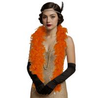 Carnaval verkleed boa met veren - oranje - 80 gram - themafeest