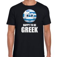 Griekenland emoticon Happy to be Greek landen t-shirt zwart heren