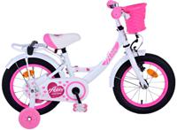 Volare Meisjesfiets Ashley 14 Inch 22,5 cm Meisjes Terugtraprem Wit/Roze