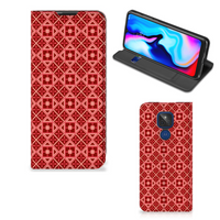 Motorola Moto G9 Play Hoesje met Magneet Batik Rood - thumbnail