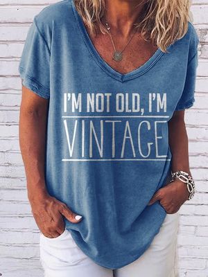 Ik ben niet Oud, I'm Vintage Kort Mouw V-hals t-shirt Ik ben niet Oud, I'm Vintage Kort Mouw V-hals t-shirt