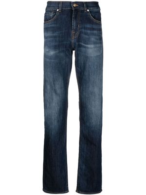 7 For All Mankind jean droit à effet délavé - Bleu