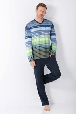Heren pyjama Hajo blauw gestreept Heren pyjama Hajo blauw gestreept