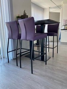 Set van 4 leren barstoelen - paars leer - Echt leer, Modern, ontdek de vele Leersoorten en Kleuren bij ShopX