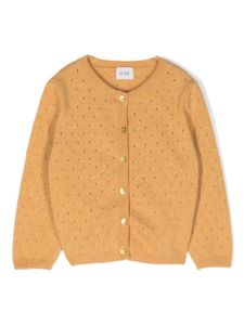 Knot cardigan à design perforé - Jaune