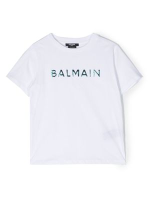 Balmain Kids t-shirt à logo imprimé - Blanc