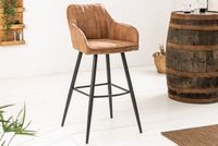 Elegante barkruk TURIN vintage bruin met decoratieve gewatteerde barstoel met armleuning - 40439 - thumbnail