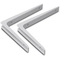 Plankdrager - Set van 6x stuks - aluminium - wit - 25 x 20 cm - 50 kg