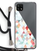 Gekleurde driehoekjes pastel: Samsung Galaxy A22 5G Transparant Hoesje met koord Gekleurde driehoekjes pastel: Samsung Galaxy A22 5G Transparant Hoesje met koord