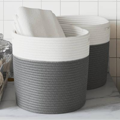 VidaXL Opbergmanden 2 st ø 28x28 cm katoen grijs en wit