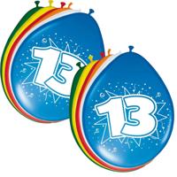 Folat Verjaardag Leeftijd Ballonnen 13 Jaar - 16x - 8 Stuks - Multi - 30 cm - Feestartikelen/versier