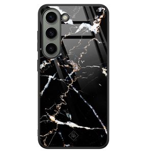 Samsung Galaxy S23 glazen hardcase - Marmer zwart