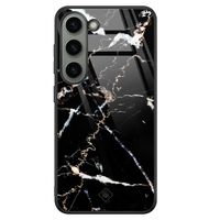 Samsung Galaxy S23 glazen hardcase - Marmer zwart