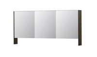 INK SPK3 spiegelkast met 3 dubbel gespiegelde deuren, open planchet, stopcontact en schakelaar 160 x 14 x 74 cm, fineer charcoal