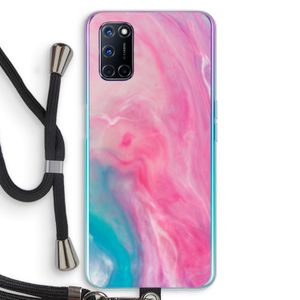 Roze explosie: Oppo A92 Transparant Hoesje met koord