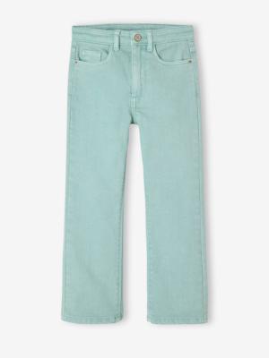 Wijd uitlopende meisjesbroek turquoiseblauw