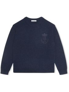 Dolce & Gabbana Kids pull à logo brodé - Bleu