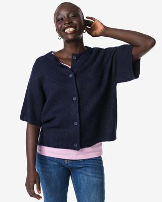 HEMA Damesvest Grace fijngebreid donkerblauw (donkerblauw)