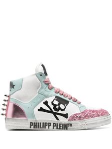 Philipp Plein baskets à paillettes Retrokickz TM en cuir - Blanc